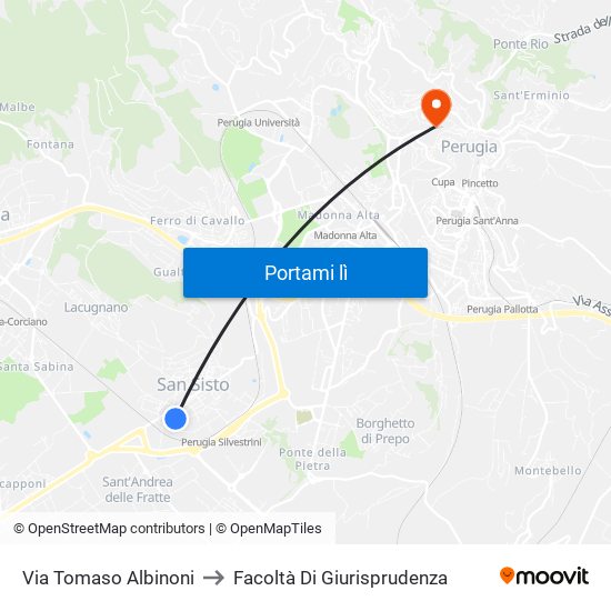Via Tomaso Albinoni to Facoltà Di Giurisprudenza map