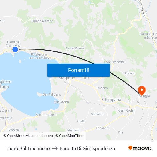 Tuoro Sul Trasimeno to Facoltà Di Giurisprudenza map