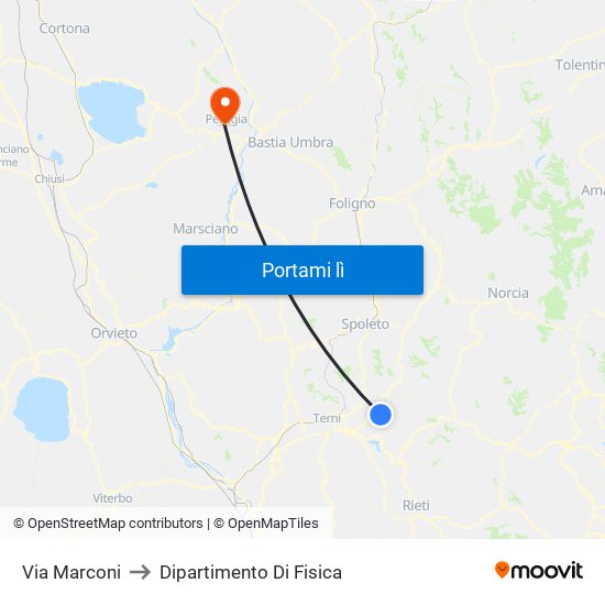 Via Marconi to Dipartimento Di Fisica map