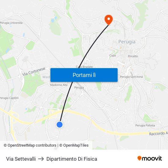 Via Settevalli to Dipartimento Di Fisica map