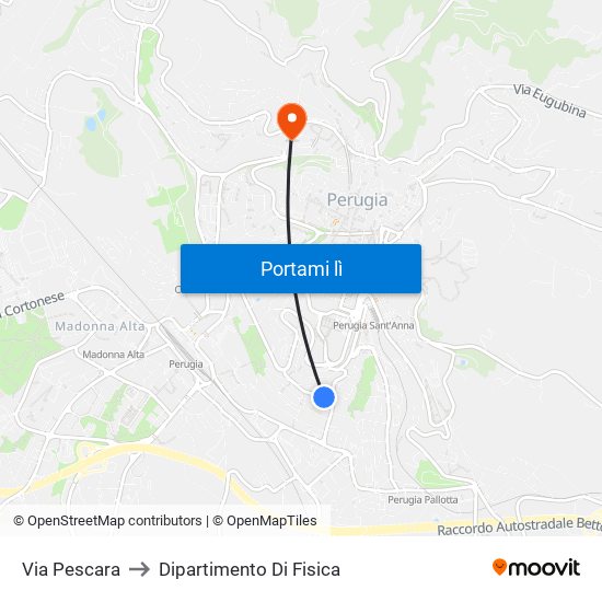 Via Pescara to Dipartimento Di Fisica map
