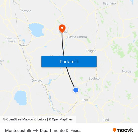 Montecastrilli to Dipartimento Di Fisica map