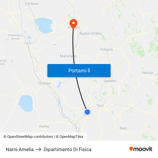 Narni-Amelia to Dipartimento Di Fisica map