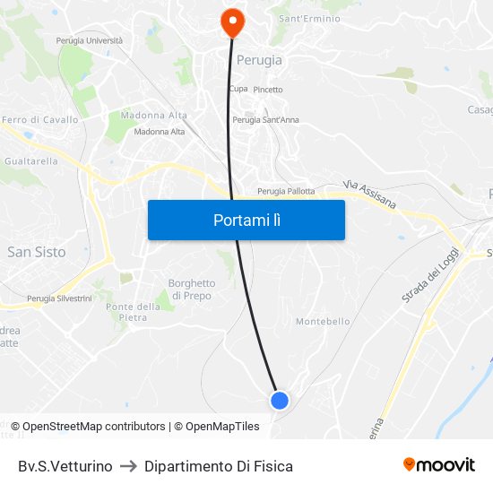 Bv.S.Vetturino to Dipartimento Di Fisica map