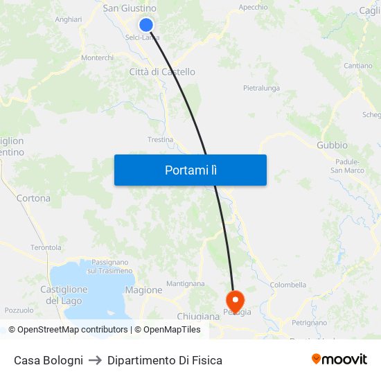 Casa Bologni to Dipartimento Di Fisica map