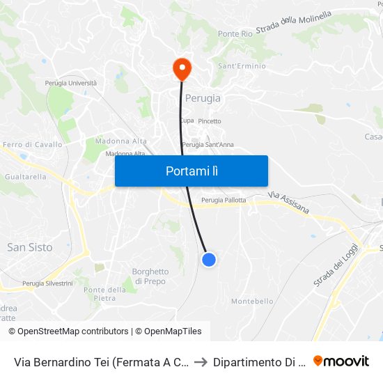 Via Bernardino Tei (Fermata A Chiamata) to Dipartimento Di Fisica map