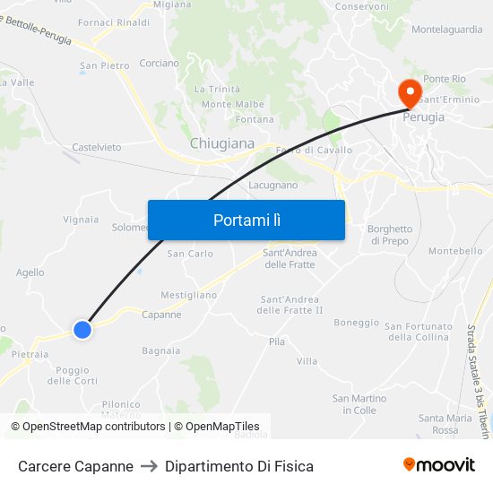 Carcere Capanne to Dipartimento Di Fisica map