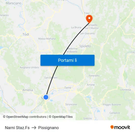 Narni Staz.Fs to Pissignano map