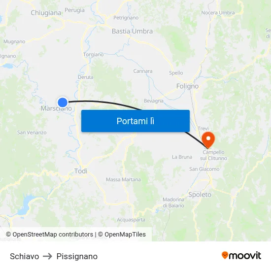 Schiavo to Pissignano map