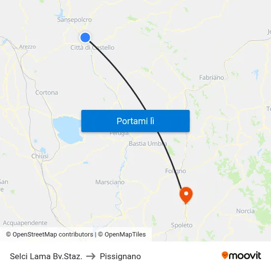Selci Lama Bv.Staz. to Pissignano map