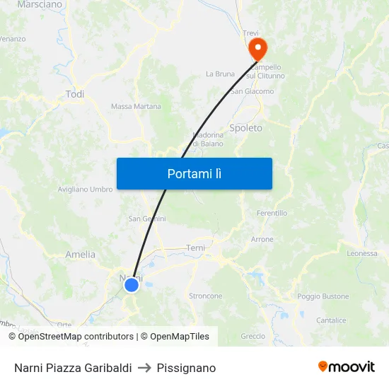 Narni Piazza Garibaldi to Pissignano map