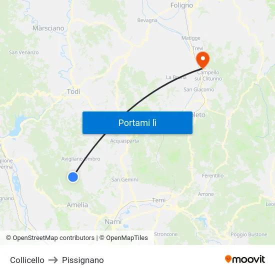 Collicello to Pissignano map