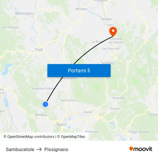 Sambucetole to Pissignano map