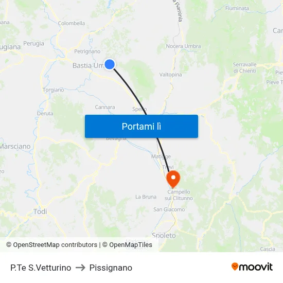 P.Te S.Vetturino to Pissignano map