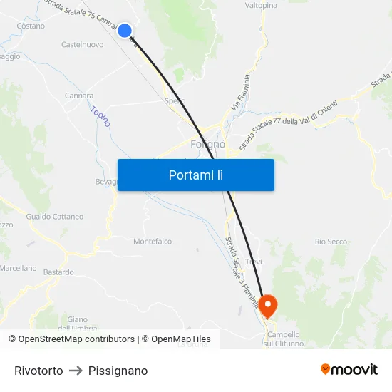 Rivotorto to Pissignano map