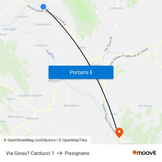 Via Giosu? Carducci 1 to Pissignano map
