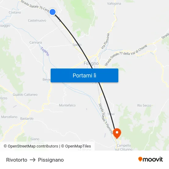 Rivotorto to Pissignano map
