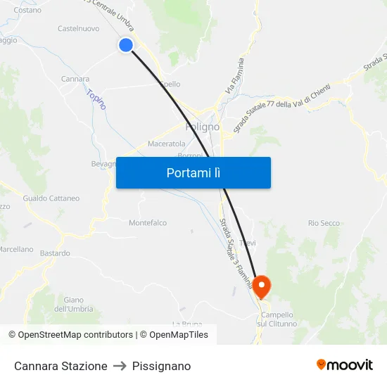 Cannara Stazione to Pissignano map