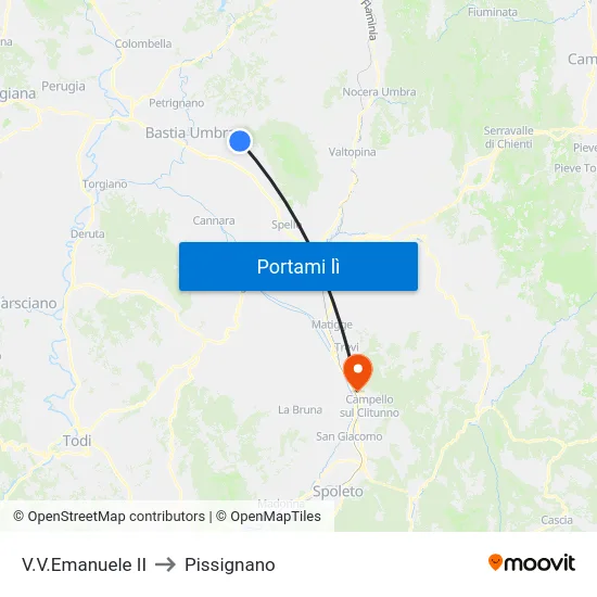 V.V.Emanuele II to Pissignano map