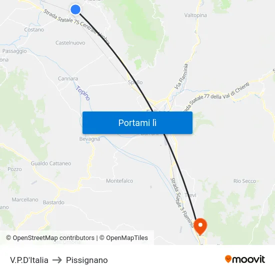 V.P.D'Italia to Pissignano map