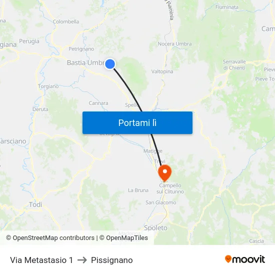 Via Metastasio 1 to Pissignano map