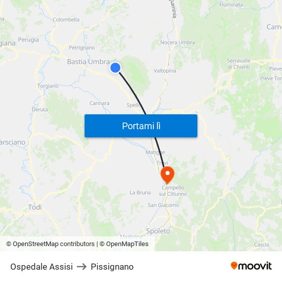 Ospedale Assisi to Pissignano map