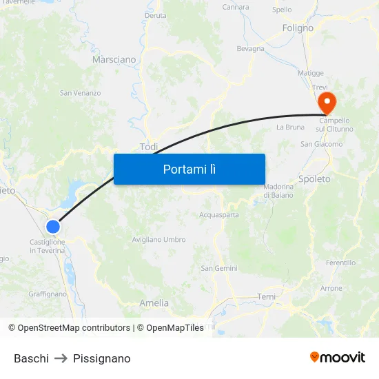 Baschi to Pissignano map