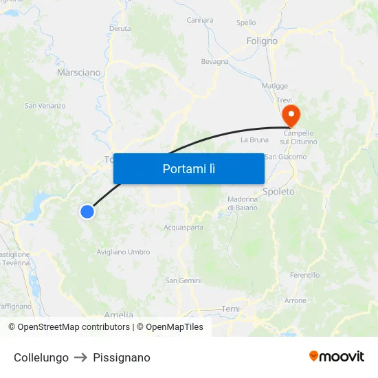 Collelungo to Pissignano map