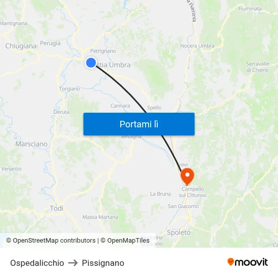 Ospedalicchio to Pissignano map
