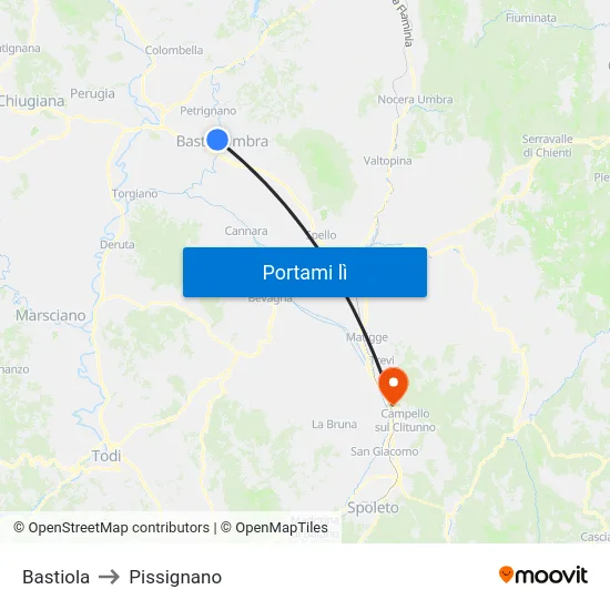 Bastiola to Pissignano map