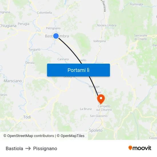 Bastiola to Pissignano map