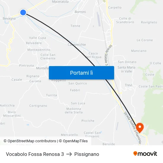 Vocabolo Fossa Renosa 3 to Pissignano map