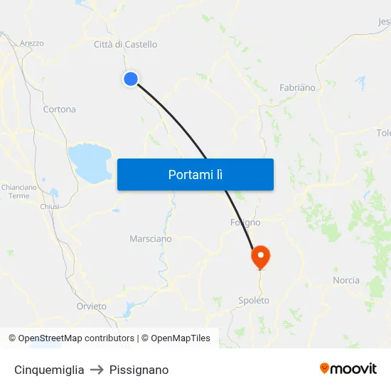 Cinquemiglia to Pissignano map