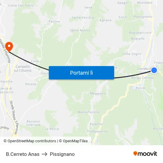 B.Cerreto Anas to Pissignano map