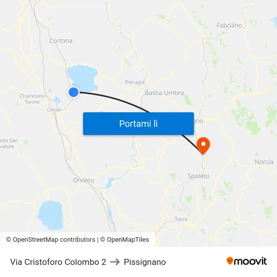 Via Cristoforo Colombo 2 to Pissignano map