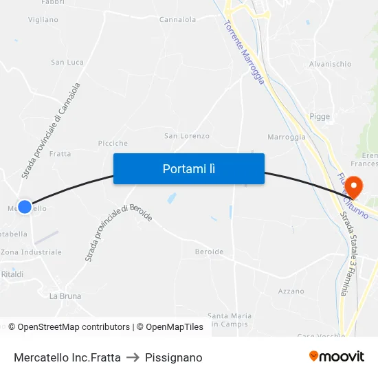 Mercatello Inc.Fratta to Pissignano map