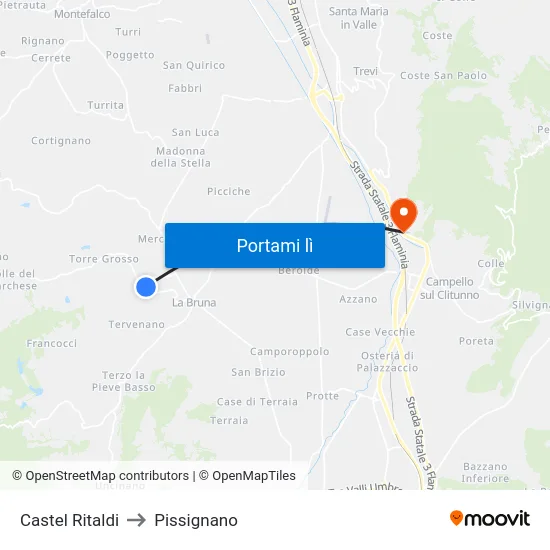 Castel Ritaldi to Pissignano map