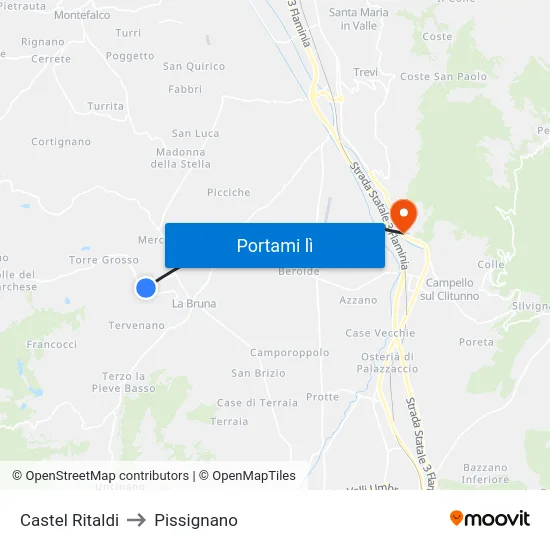 Castel Ritaldi to Pissignano map