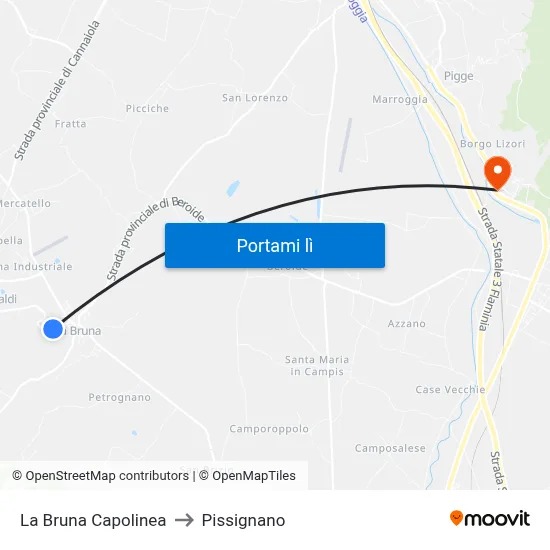 La Bruna Capolinea to Pissignano map