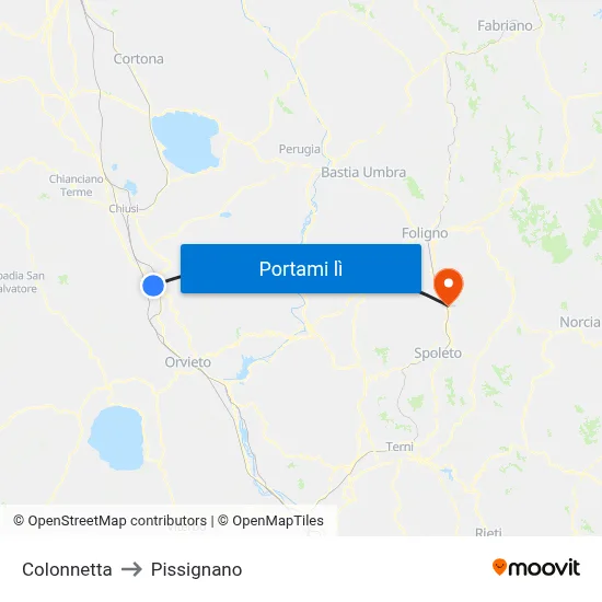 Colonnetta to Pissignano map