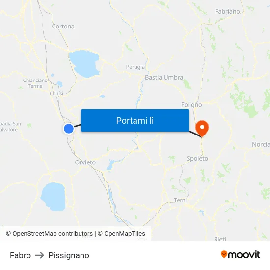 Fabro to Pissignano map