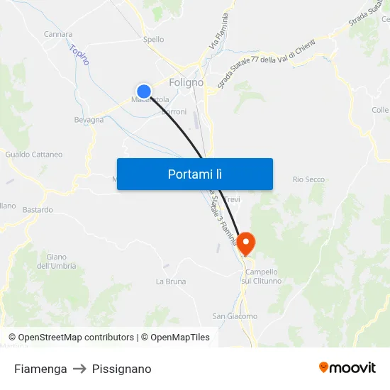 Fiamenga to Pissignano map