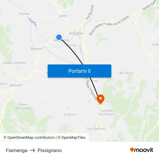 Fiamenga to Pissignano map