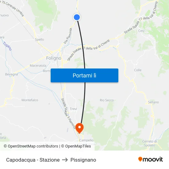 Capodacqua - Stazione to Pissignano map