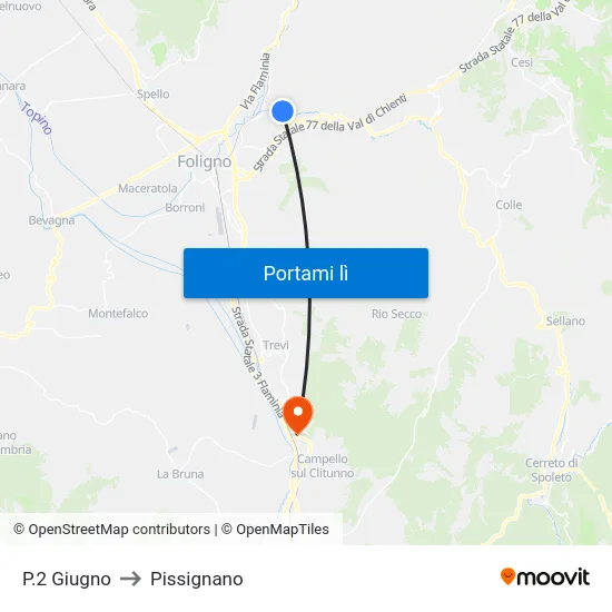 P.2 Giugno to Pissignano map