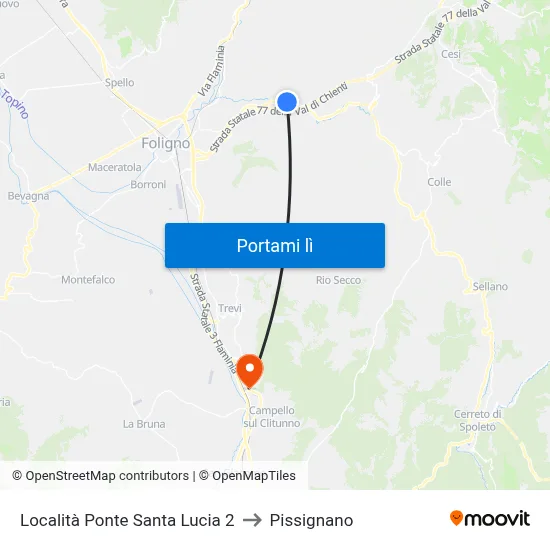 Località Ponte Santa Lucia 2 to Pissignano map