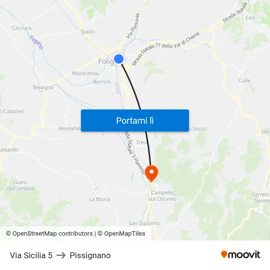 Via Sicilia 5 to Pissignano map