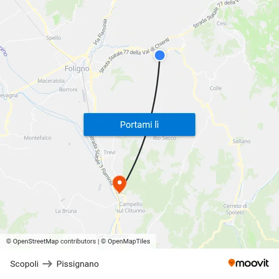 Scopoli to Pissignano map