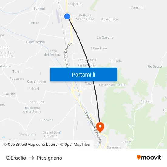 S.Eraclio to Pissignano map