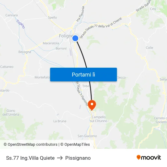 Ss.77 Ing.Villa Quiete to Pissignano map